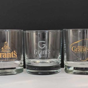 Bicchieri da collezione per whisky Grant's. 3 set da 2 bicchieri da bere. Bicchieri vintage per whisky rock. Scotch Grant's da collezione. Bicchieri da scotch