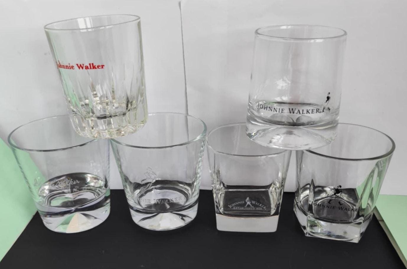 Vintage Johnnie Walker Scotch Whiskey Collectible Rock Glasses 