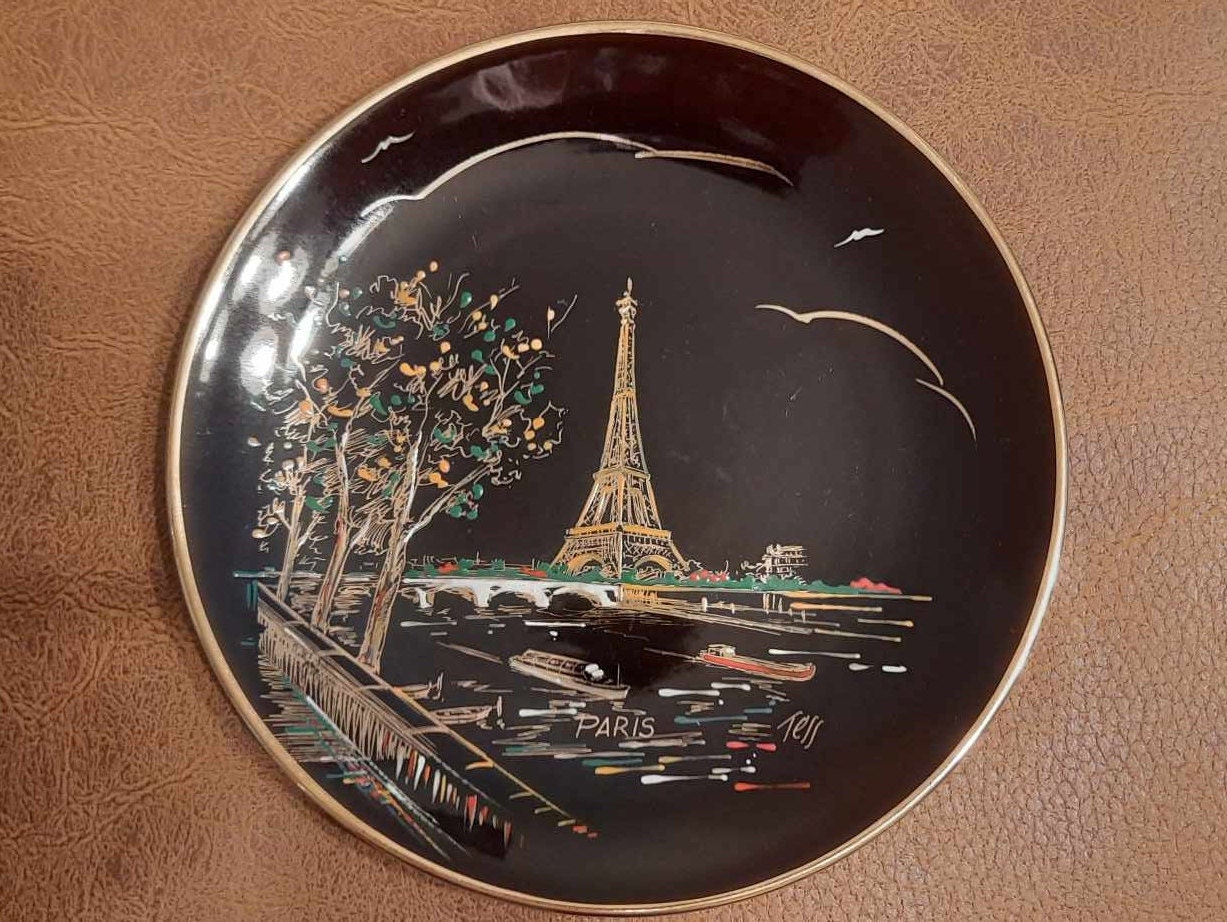 Der Eiffelturm Paris Frankreich Deko Porzellan Dessertteller 25,4 cm  Abendessen Home Geschenk : : Küche, Haushalt & Wohnen