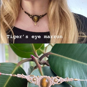 Crystal macrame choker, gold choker necklace, natural stone necklace, labradorite necklace, moonstone turquoise, hippie boho ethnic necklace image 5