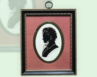 Retrato de silueta "Beethoven" de Enid Elliot Linder - Pintura coleccionable de compositor - Decoración de pared de estilo victoriano