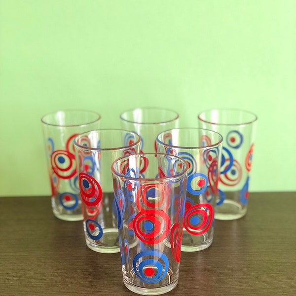 Set of 6 vintage Italian Space Age style glasses