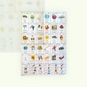 Alfabeto italiano de los años 60 - Póster educativo vintage original - Decoración infantil