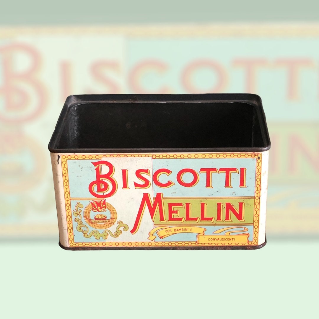 Scatola In Latta Biscotti Mellin 1957 Vintage Made In America Ora Et Labora