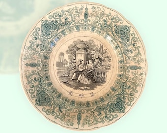 Platos Sarreguemines antiguos de la serie “Mois de l'année - Mais, Juillet, Août” - Platos decorativos de pared franceses - Platos coleccionables