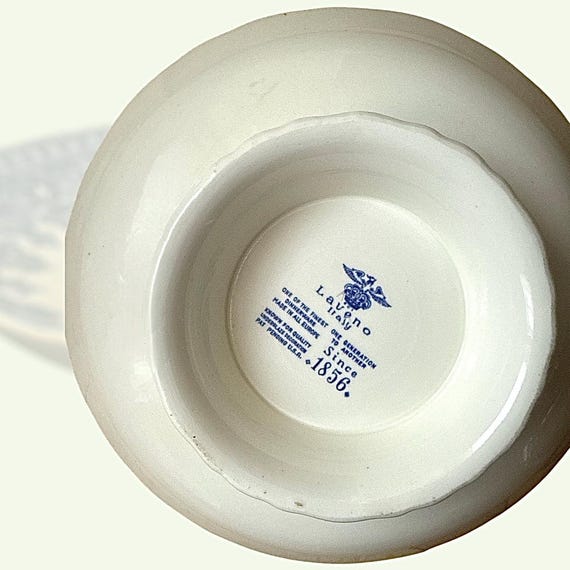 Vintage Italian Ceramics Company Laveno - Raised Blue and White
