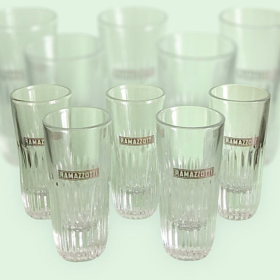 Set of 5 Vintage Ramazzotti Glasses From the 1960s – Amaro Italiano Collection – Retro Advertising Glass