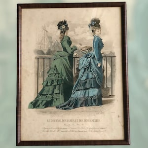 Incisione di moda di fine '800 da "Le Journal des dames et des demoiselles" incorniciata - Stampa moda antica