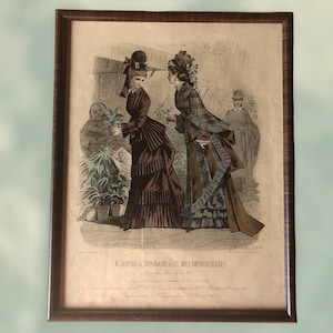 Incisione di moda antica di fine '800 incorniciata - Le Journal des dames et des demoiselles - 1264 c