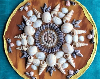 Le sei direzioni - Decorazioni murali da spiaggia realizzate a mano, opere d'arte con conchiglie naturali