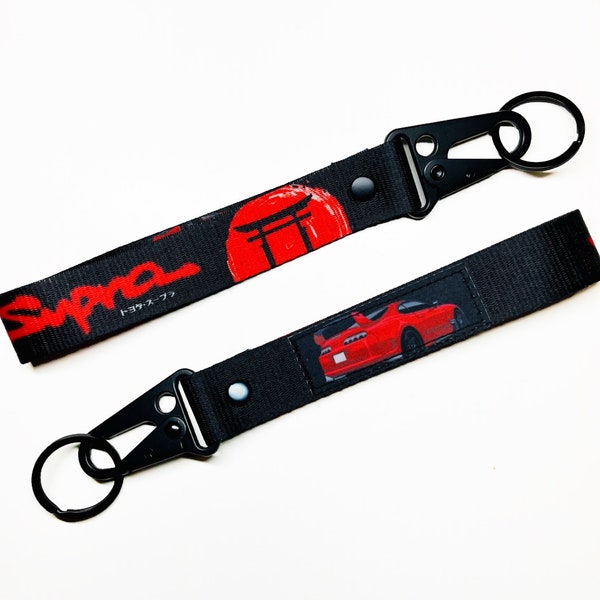 Japan jdm anime car Supra wrist strap car key lanyard jet tag.