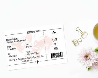 Airline Ticket, personalise Flight Gift Voucher, Fake Boarding Pass Travel Voucher, Travel Gift For Boyfriend, Holiday Ticket For Girlfriend