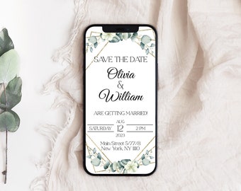 Unique Save The Date  Personalised Wedding Announcement Digital Save The Dates Mobile Friendly Template Digital Invitation Instant Download