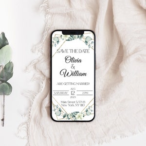Hochzeitseinladung Personalisierte Save The Date Digitale Einladung Hochzeit Handy Ankündigung Instant Download