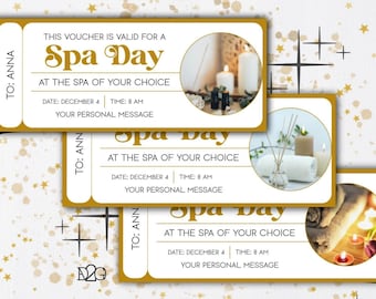 Spa Ticket Template Editable Spa Day Gift Certificate Template Wellness Gift Voucher New Mom Care Package For Her Printable Spa Gift For Her
