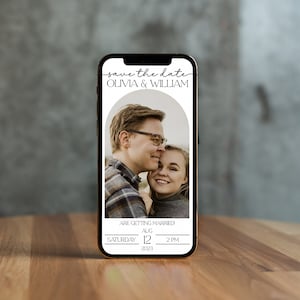 Hochzeitseinladung Foto hinzufügen Personalisierte Save The Date Digitale Einladung Hochzeit Handy Ankündigung Instant Download