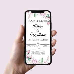 Hochzeitseinladung Personalisierte Save The Date Digitale Einladung Hochzeit Handy Ankündigung Instant Download