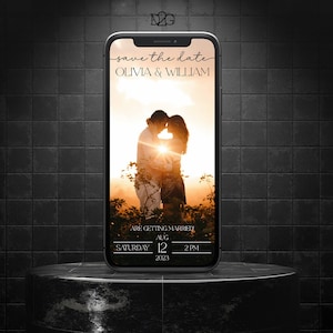 Hochzeitseinladung Foto hinzufügen Personalisierte Save The Date Digitale Einladung Hochzeit Handy Ankündigung Instant Download