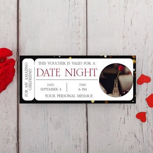 Date Night Voucher Romantic Gift Coupon Editable Voucher Printable Gift For Him Personalized Voucher For Her Instant Download