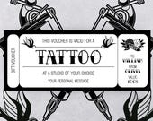 Tattoo Ticket Gift Certificate Template Creative Personalized Gifts Best Friend Tattoo Birthday Voucher Soul Sister Gift Instant Download