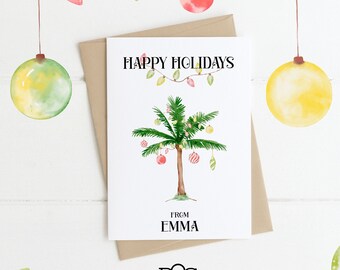 Palm Tree Card Editable Christmas Card Tropical Christmas Card Template Downloadable Christmas Card Instant Download Coastal Christmas Cards