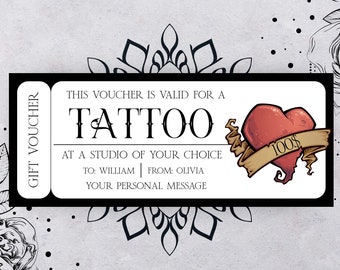 Tattoo Ticket Gift Certificate Template Creative Personalized Gifts Best Friend Tattoo Birthday Voucher Soul Sister Gift Instant Download