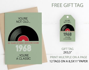 Record Birthday Card - Personalise by yourself - Printable Surprise - Real Vinyl Freak - Funny Gift Idea - Free Gift Tag