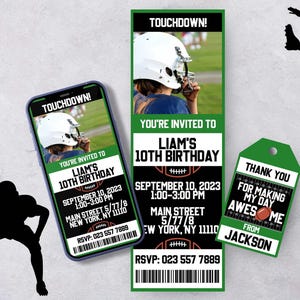 Football Geburtstagseinladung Bündel Football Ticket Einladung editierbar Baby Shower First Down Digital Einladung All Star Birthday Party