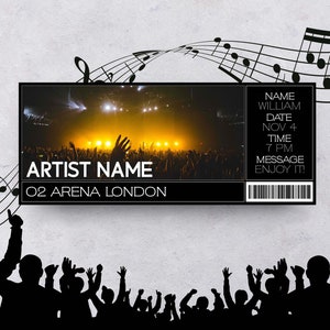 Konzertticket Editierbarer Geschenkgutschein Konzert Eintrittskarte Geschenk Personalisierte Geburtstagskarte Gutschein Instant Download