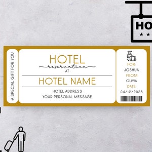 Hotel Voucher Gift Certificate Hotel Reservation Surprise Trip Reveal Vacation Voucher Travel Gift Coupon Weekend Getaway Voucher Holiday