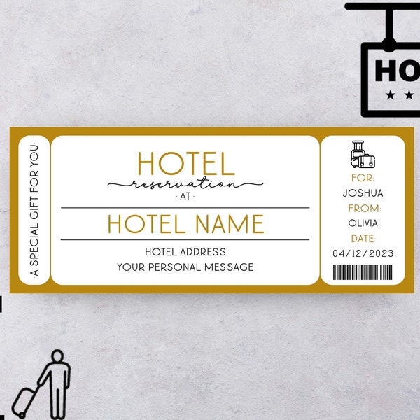 Hotel Voucher Gift Certificate Hotel Reservation Surprise Trip Reveal Vacation Voucher Travel Gift Coupon Weekend Getaway Voucher Holiday