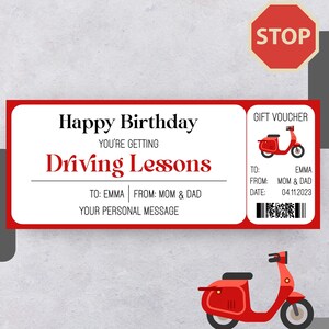 Fahrstunden Roller Geschenkgutschein Motorrad Fahrschulunterricht 15. Geburtstag Geschenkgutschein Personalisiertes Geschenk
