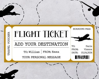 Boarding Pass Template Printable Plane Ticket Creative Personalized Gifts Weekend Getaway Voucher Gift Certificate Template Golden Ticket