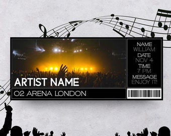 Concert Ticket Editable Gift Certificate Musical Ticket Personalised Birthday Ticket Gift Concert Replace Image Coupon Instant Download