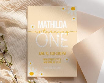 Daisy Invitation - Editable Birthday Invite - 1st 2nd 3rd - Printable Template - Timeless For Old and Young - Unique Party