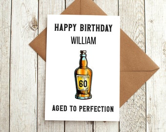 Aged to Perfection Whiskey Birthday Card Editable Bundle Adult Birthday Card for Bourbon Lover, Scotch or Singel Malt Fan Including Hang Tag