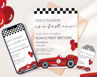 Fast One Birthday Invitation Bundle Sport Cars Theme Party Personalised Rc Car 1st Birthday Template Digital Invitation Instant Download