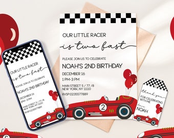 Two Fast Birthday Invitation Bundle Sport Cars Theme Party Personalised Rc Car 2nd Birthday Template Digital Invitation Instant Download