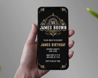 Aged to Perfection Digital Invitation Whiskey Birthday Party Invitation Custom Birthday Template for Bourbon Lover, Scotch, Singel Malt Fan