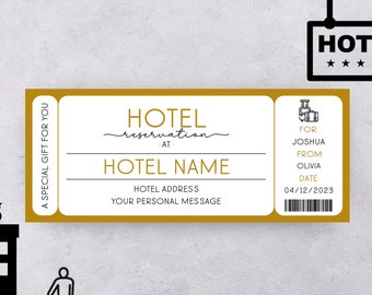 Hotel Voucher Gift Certificate Hotel Reservation Surprise Trip Reveal Vacation Voucher Travel Gift Coupon Weekend Getaway Voucher Holiday