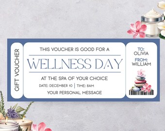 Wellness Voucher Get Well Gift Certificate Ticket Template Stress Relief Gift Breakup Care Package For Him Spa Day Coupon For Hygge Gift Box