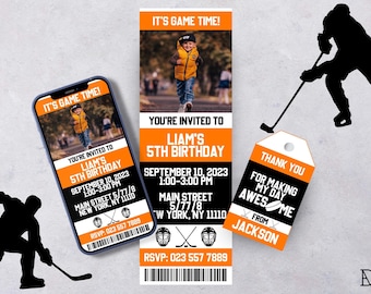 Hockey Birthday Invitations Bundle Editable Hockey Ticket Baby Shower Evite Digital Invitation All Star Birthday Party Invitation Add Photo