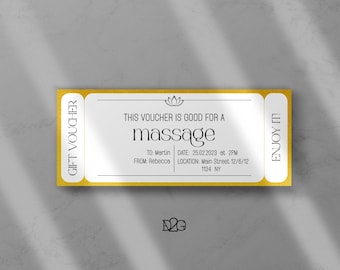 Massage Voucher Gift Certificate Template Editable Ticket Personalized Gift Certificate Printable Coupon Wellness Care Package For Her
