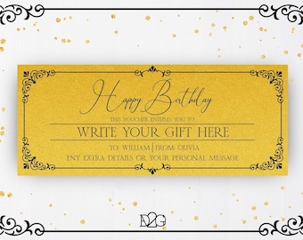 Golden Ticket Birthday Gift Certificate Soul Sister Gift Personalised Birthday Coupon for Him Printable Voucher Instant Download