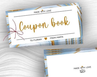 Coupon Book Template Personalised Gift Certificate Birthday Coupon Book Printable Voucher Last Minute Gift Coupons Instant Download
