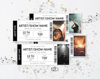 Concert Ticket Template DIY Add Photo Music Festival Invitation Musical Theatre Gifts printable Concert Ticket Gift Certificate Template