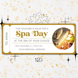 Cupón de día de spa, plantilla de certificado de regalo de día de spa editable, cupón de regalo de bienestar imprimible, plantilla de boleto de paquete de cuidado de embarazo para ella