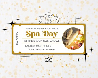Spa Day Voucher Editable Spa Day Gift Certificate Template Printable Wellness Gift Voucher Pregnancy Care Package For Her Ticket Template
