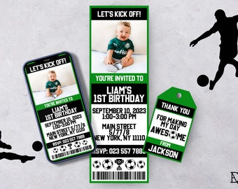 Soccer Birthday Invitation Soccer Ticket Personalised Bundle Baby Shower Evite Digital Invitation Editable All Star Birthday Party Add Photo