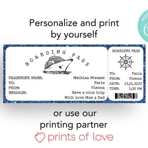 Boat Trip Voucher, personalise ship Boarding Pass, Fake Boat Ticket, Travel Gift For Boyfriend, Holiday Ticket For Girlfriend image 3